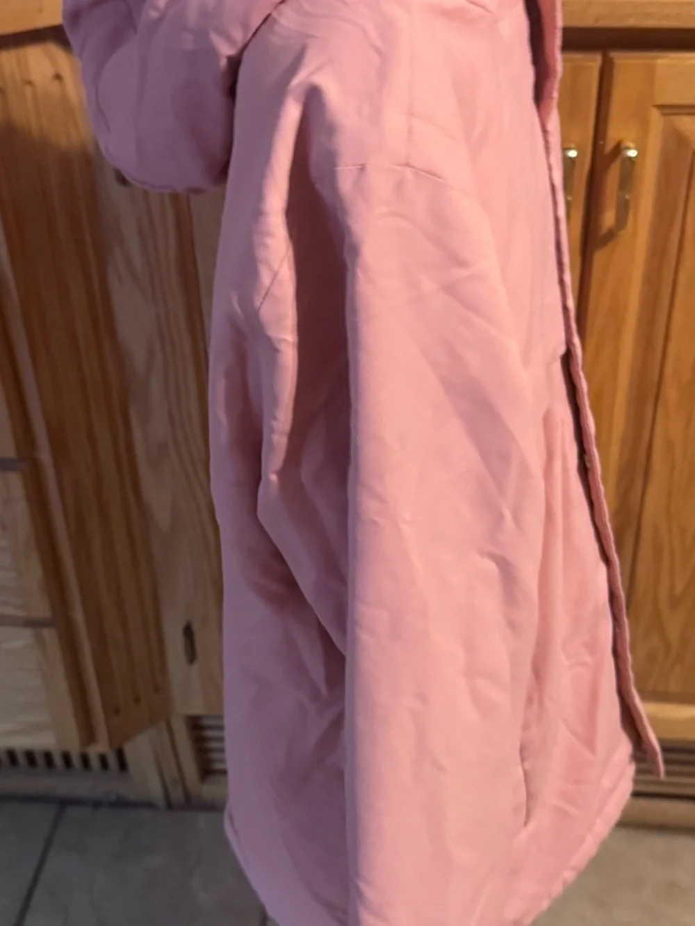 Cat & Jack Girls Blush Pink Warm Winter Coat Large Faux Fur Lined Classic Casual